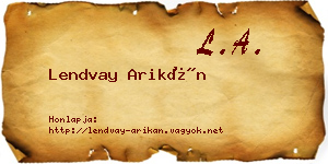 Lendvay Arikán névjegykártya